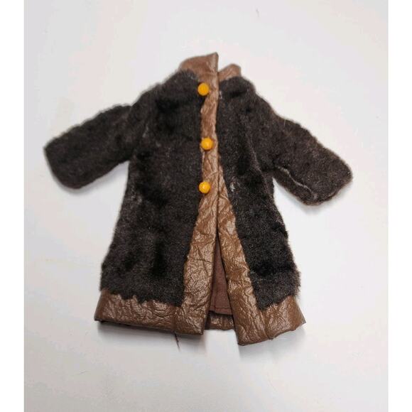 VNT 1970s Faux Fur Barbie Coat Suede And Fur Barbie Fashion Doll Lined Jacket - Picture 2 of 13